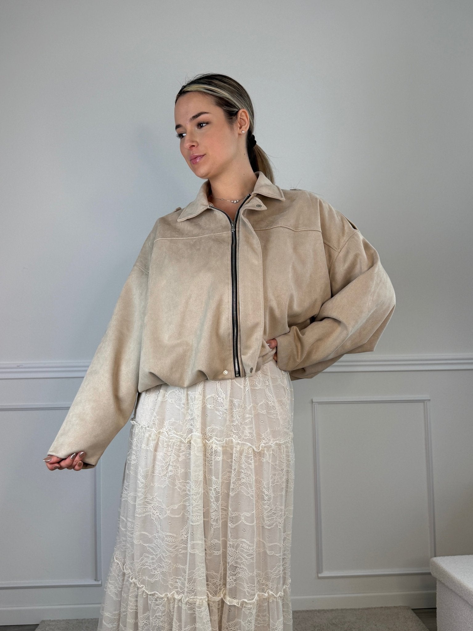 Giubbotto a palloncino effetto camoscio MAYA - Follie by Alice