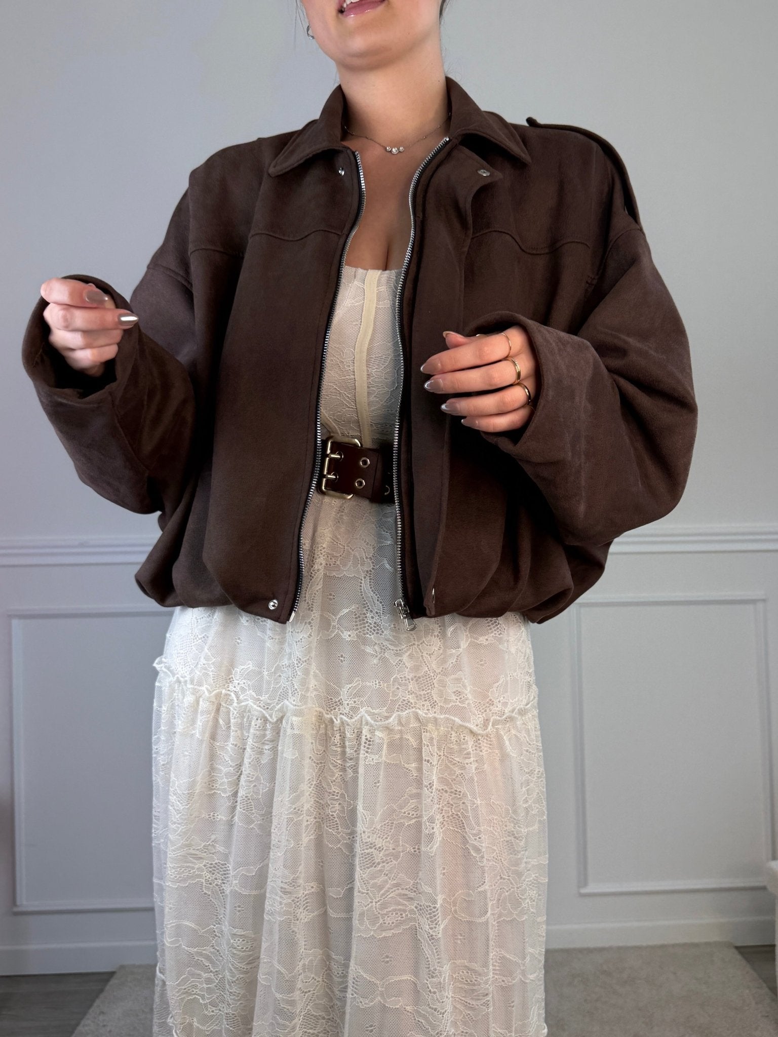 Giubbotto a palloncino effetto camoscio MAYA - Follie by Alice