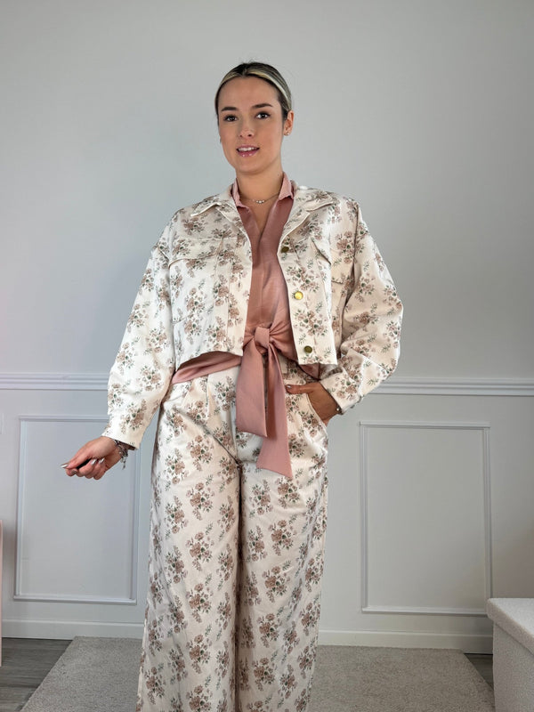 Giubbotto effetto jeans con stampa floreale - Follie by Alice