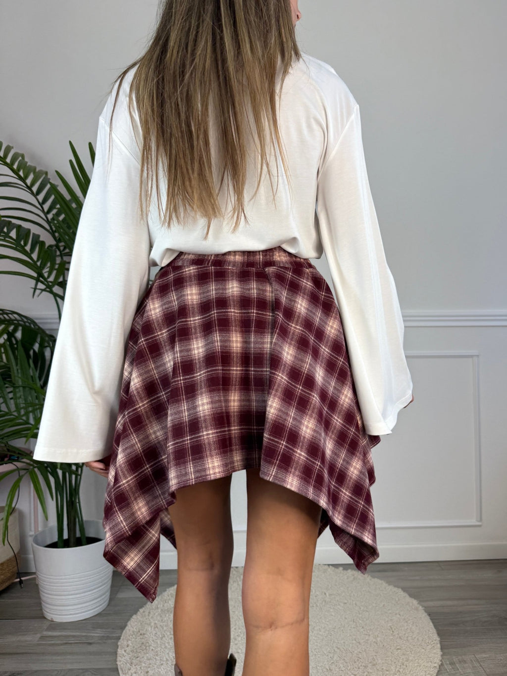 Gonna a quadri bordeaux con orlo a fazzoletto HIGHLAND - Follie by Alice