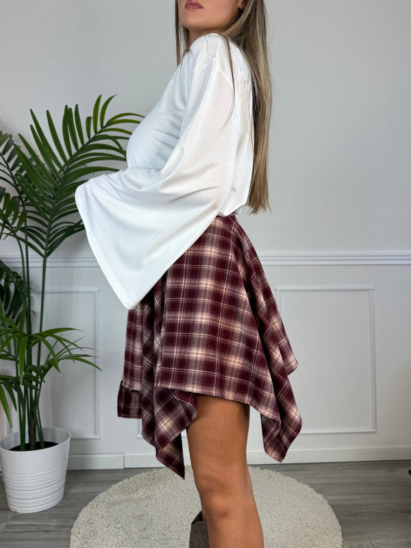 Gonna a quadri bordeaux con orlo a fazzoletto HIGHLAND - Follie by Alice
