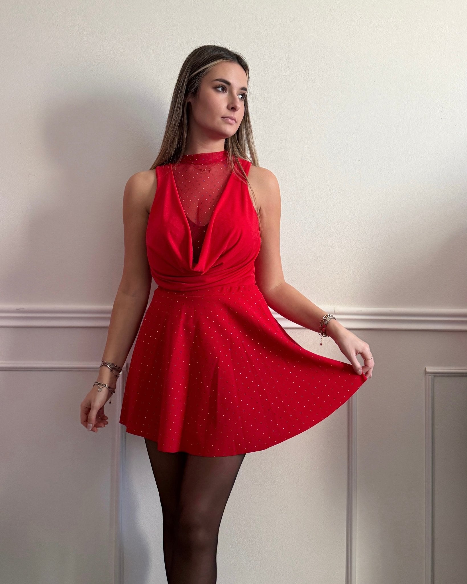 Gonna a ruota con strass gioiello - Follie by Alice