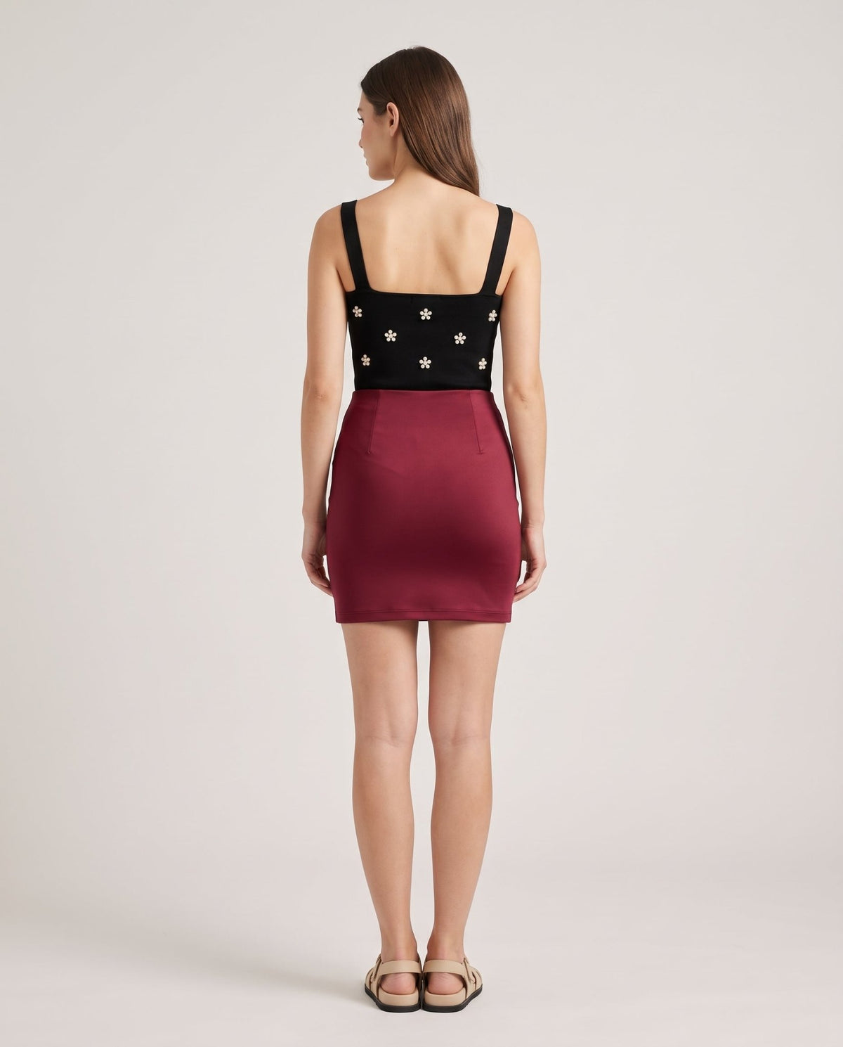 Gonna a tubino in raso NOIR - Follie by Alice
