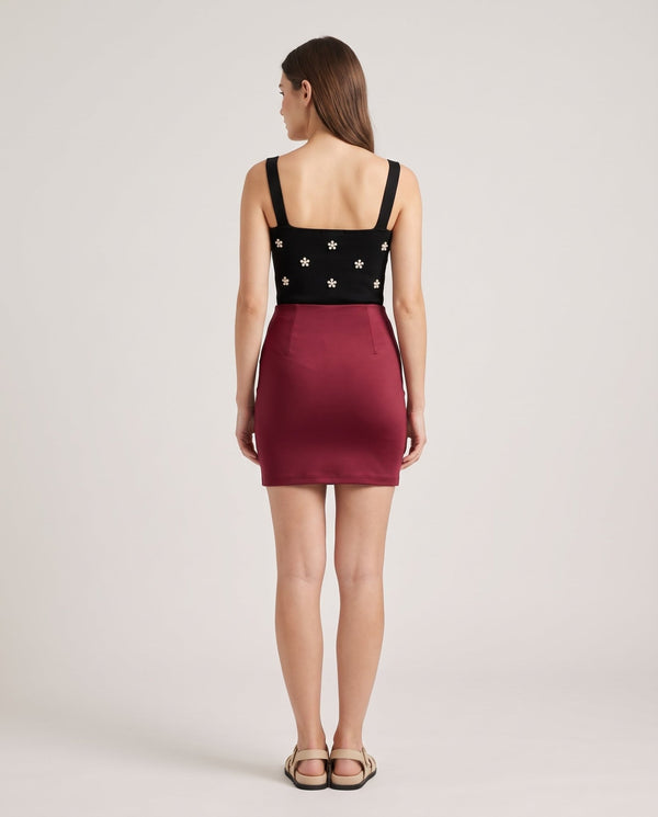 Gonna a tubino in raso NOIR - Follie by Alice