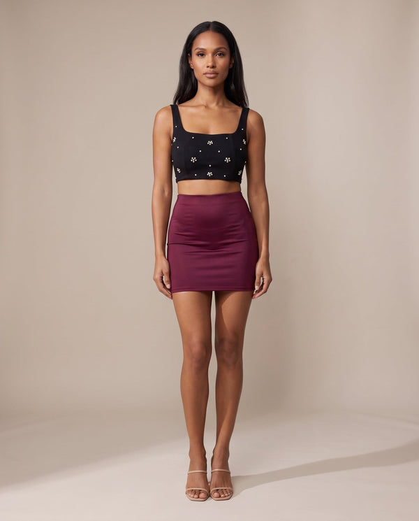Gonna a tubino in raso NOIR - Follie by Alice