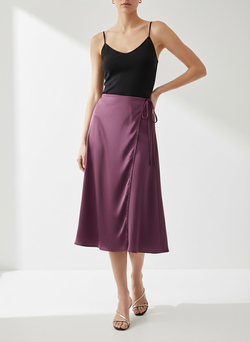 Gonna color vinaccia con laccetti e spacco - Follie by Alice