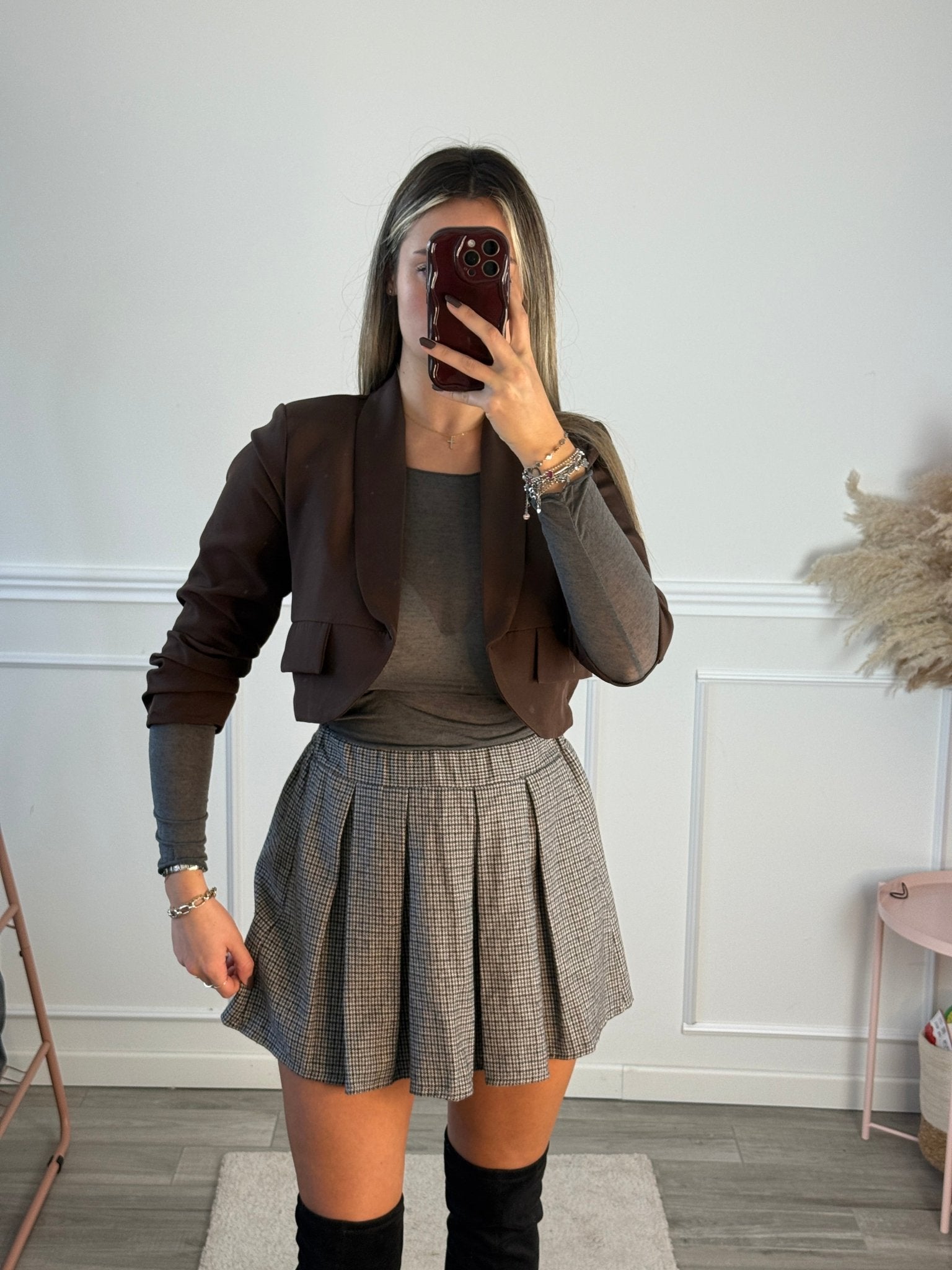 Gonna con motivo pied - de - poule - Follie by Alice