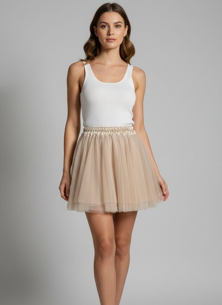 Gonna in tulle con vita elasticizzata