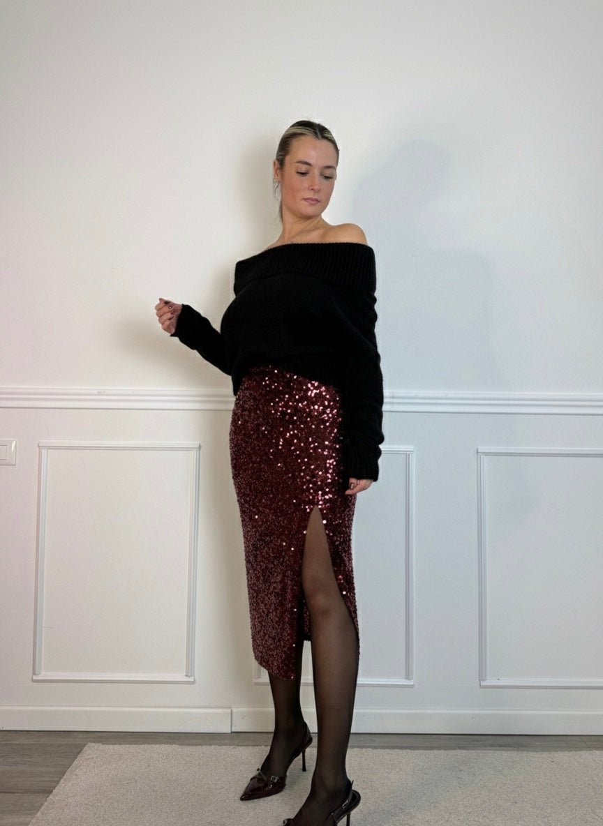 Gonna lunga con paillettes e spacco - Follie by Alice