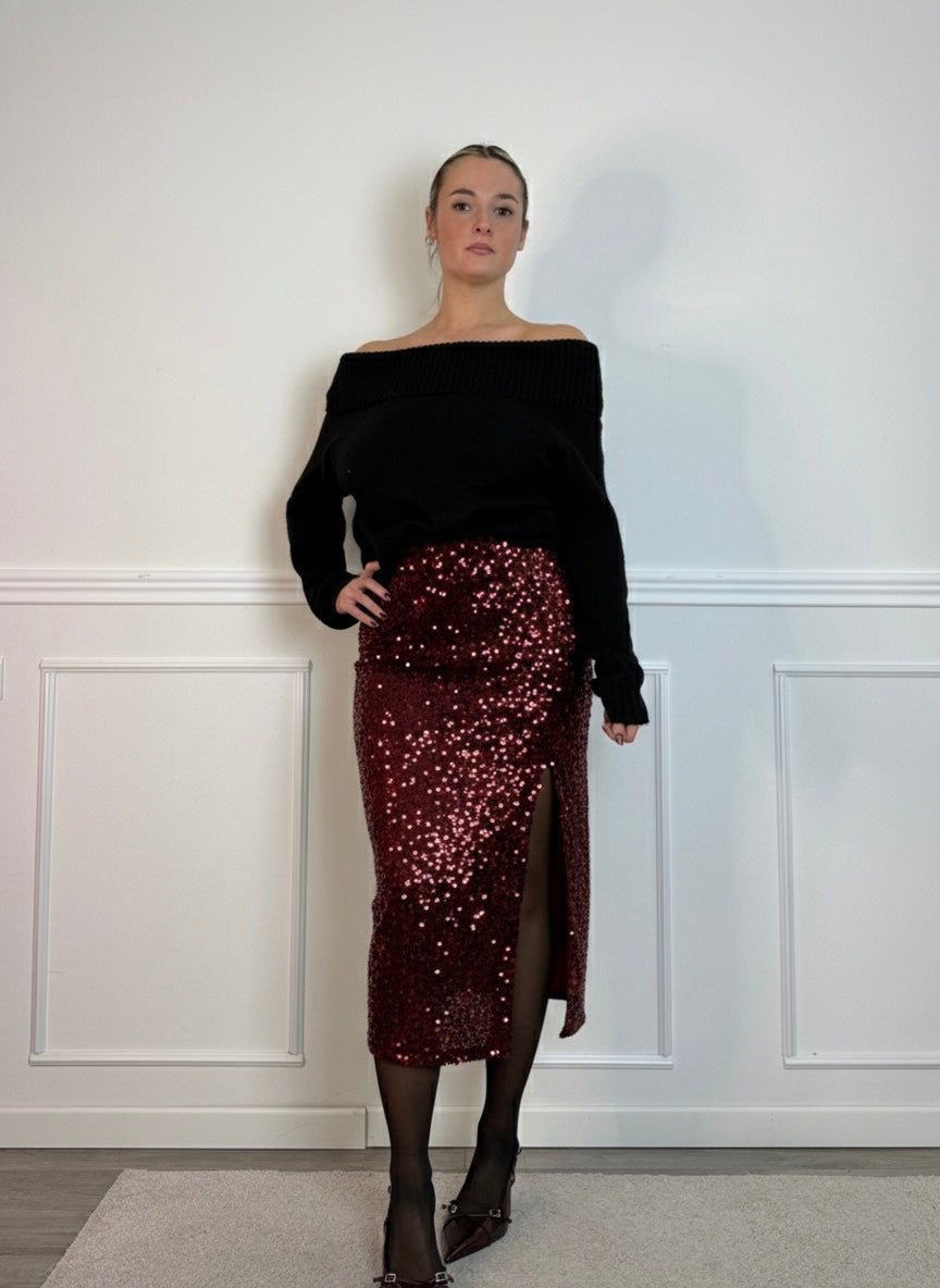 Gonna lunga con paillettes e spacco - Follie by Alice