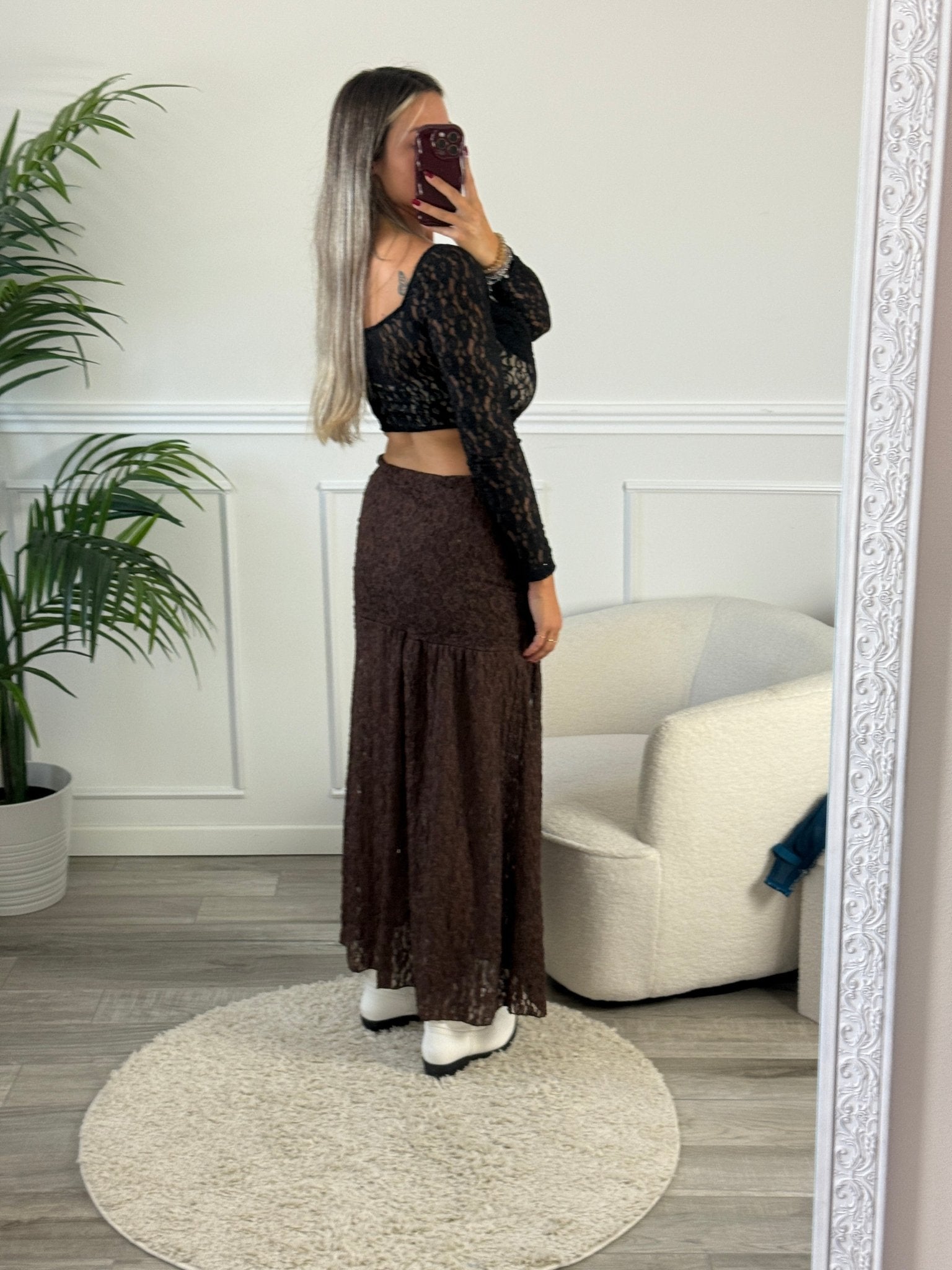 Gonna lunga in pizzo semitrasparente - Follie by Alice