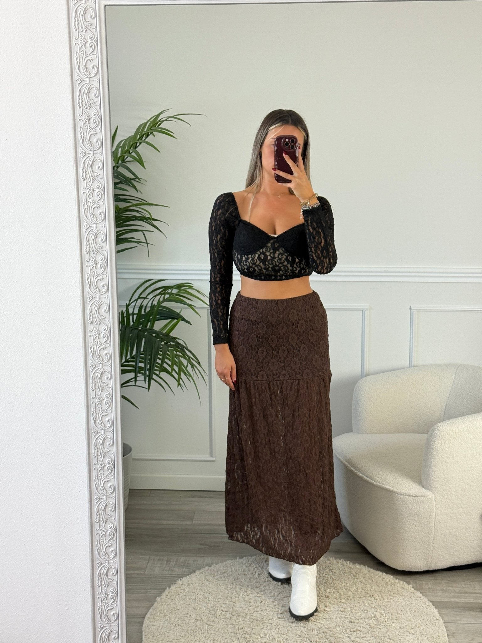 Gonna lunga in pizzo semitrasparente - Follie by Alice