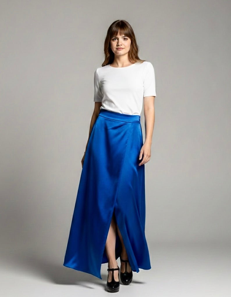 Gonna lunga in raso con spacco – alternate