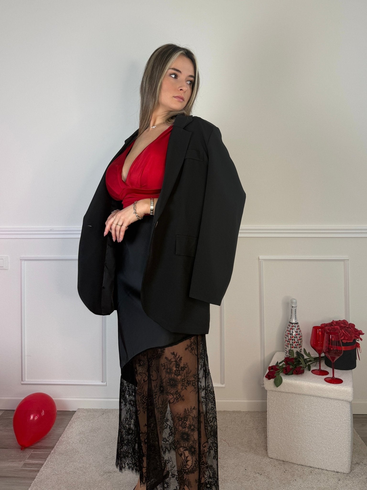 Gonna lunga in satin con ricami in pizzo - Follie by Alice