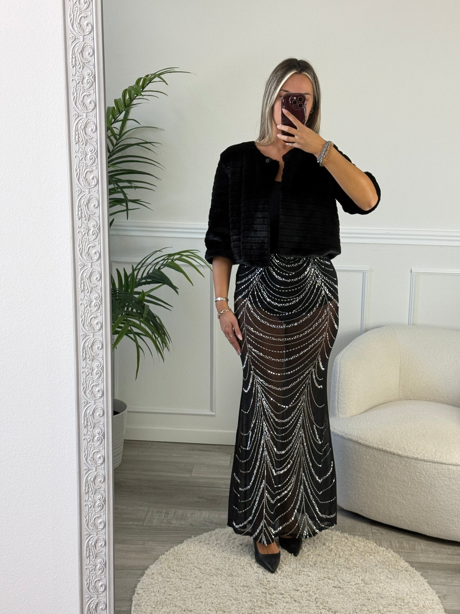 Gonna lunga semitrasparente con strass gioiello - Follie by Alice