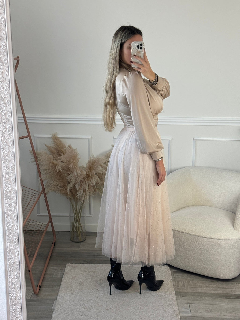 Gonna Victoria lunga in tulle con strass gioiello - Follie by Alice