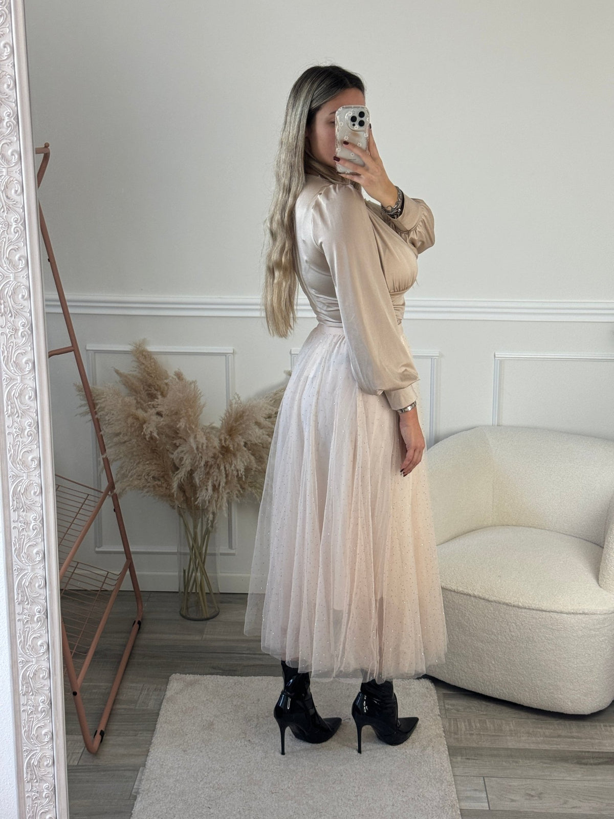 Gonna Victoria lunga in tulle con strass gioiello - Follie by Alice