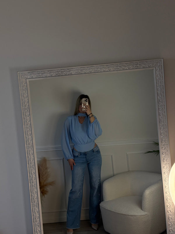 Jeans con strass gioiello e fondo sfrangiato - Follie by Alice