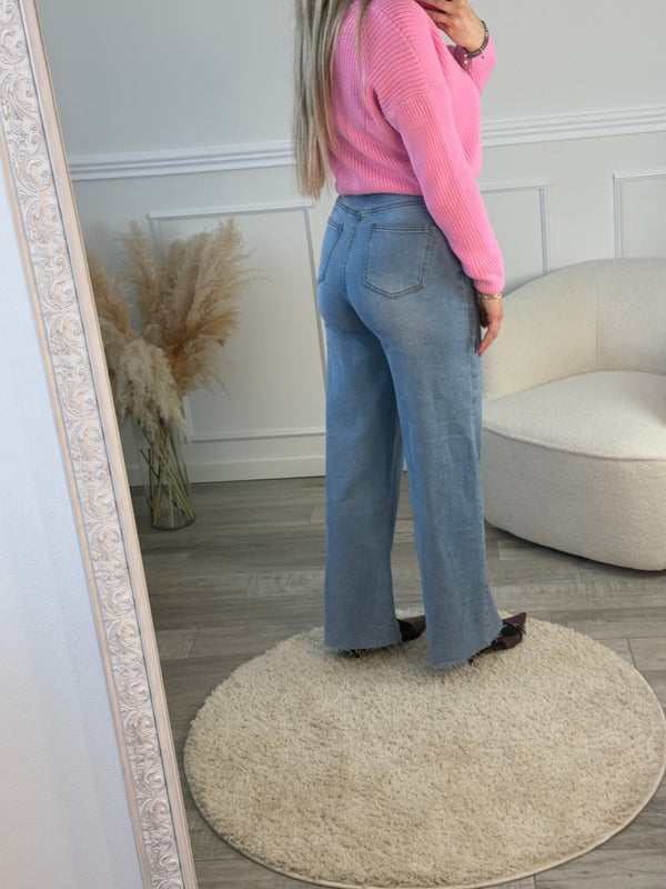 Jeans oversize con fondo sfrangiato - Follie by Alice