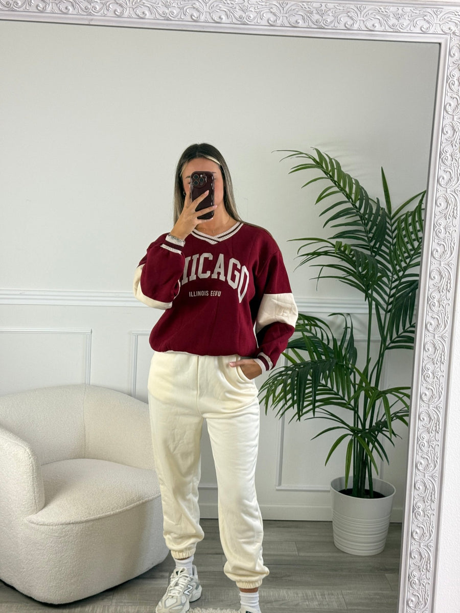 Joggers panna con fondo elastico