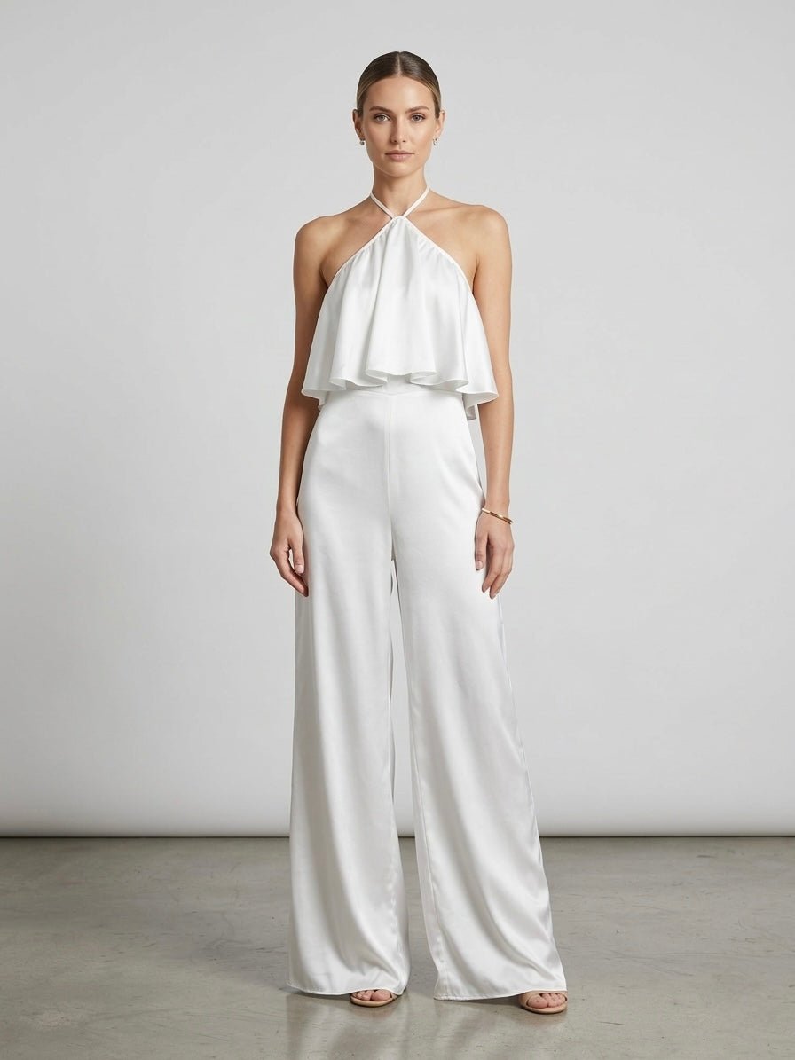 Jumpsuit bianca in raso - Follie by Alice
