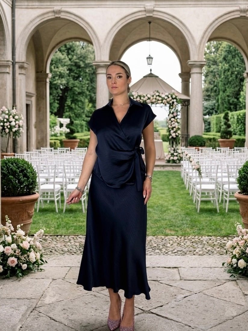Longuette svasata in raso PETRA - Follie by Alice Immagine principale del prodotto
