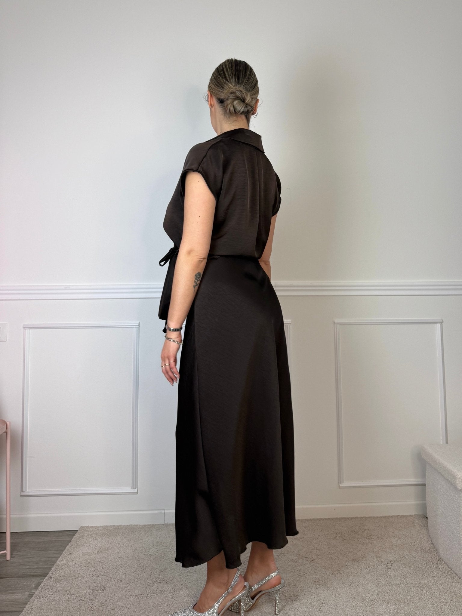 Longuette svasata in raso PETRA - Follie by Alice
