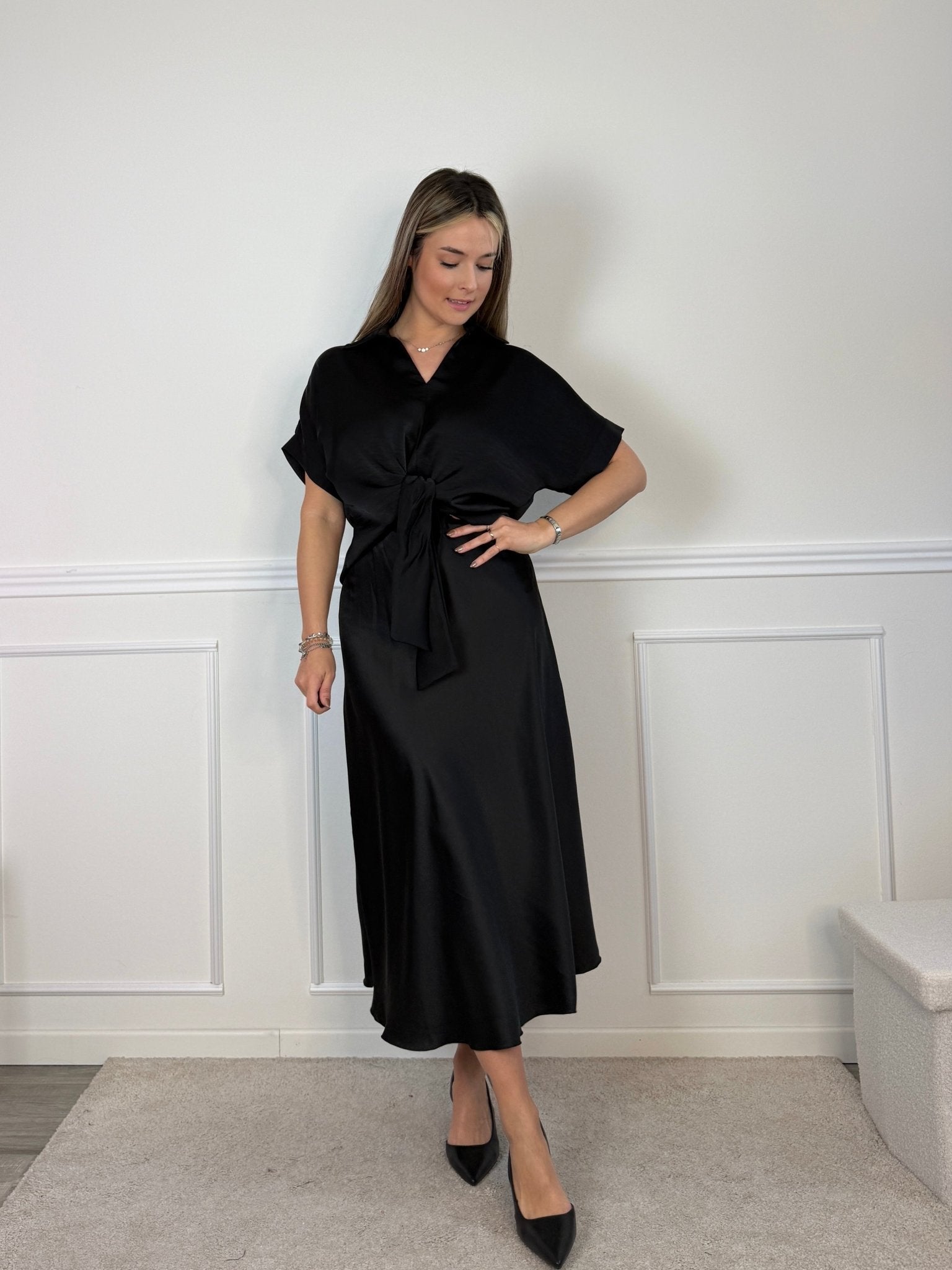 Longuette svasata in raso PETRA - Follie by Alice