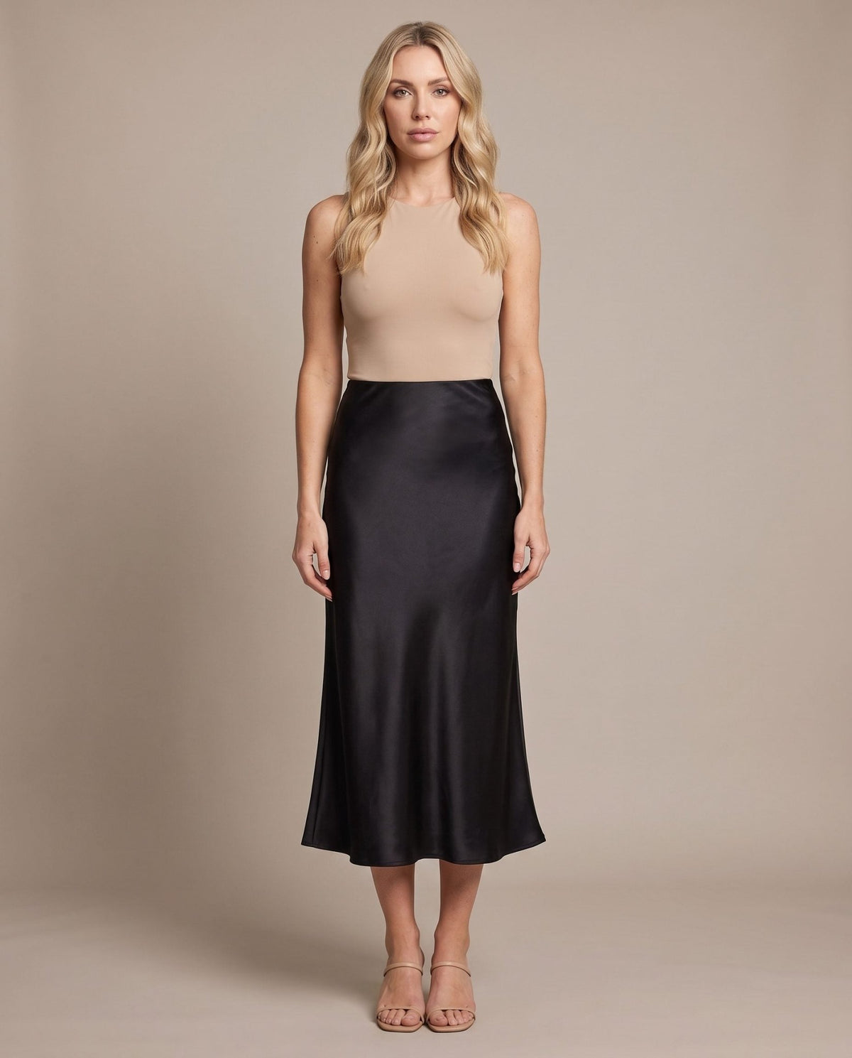 Longuette svasata in raso PETRA - Follie by Alice