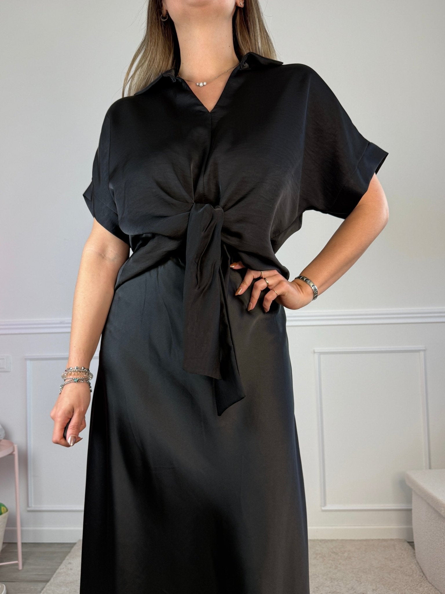 Longuette svasata in raso PETRA - Follie by Alice