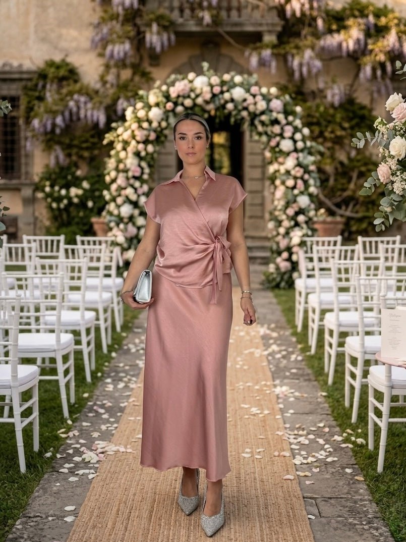 Longuette svasata in raso PETRA - Follie by Alice