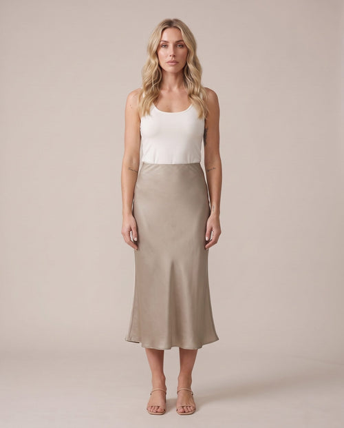Longuette svasata in raso PETRA - Follie by Alice