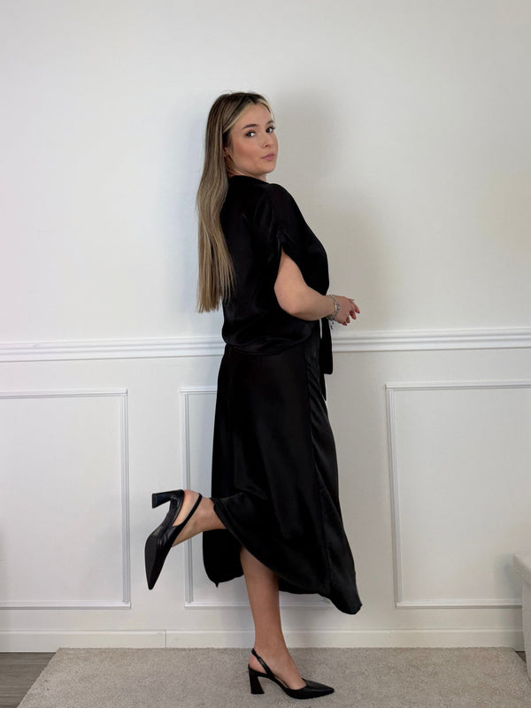 Longuette svasata in raso PETRA - Follie by Alice