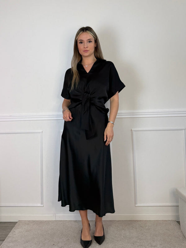 Longuette svasata in raso PETRA - Follie by Alice