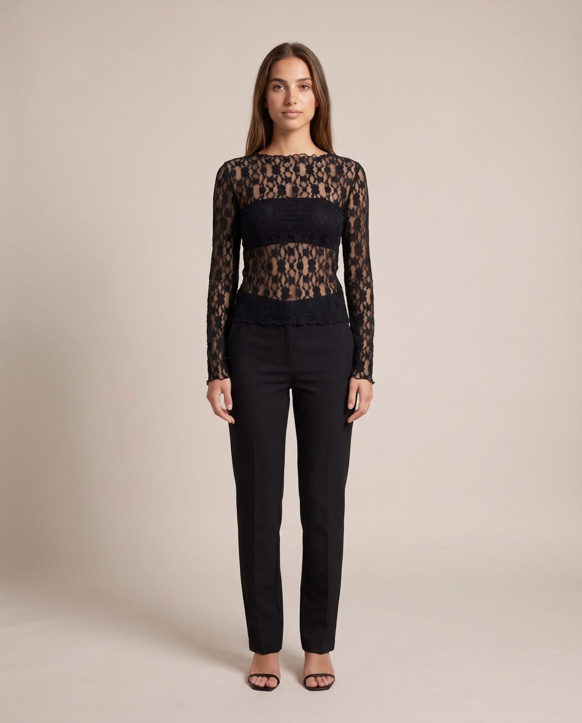 Maglia a maniche lunghe in pizzo di velluto TRAMA - Follie by Alice
