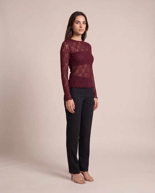 Maglia a maniche lunghe in pizzo di velluto TRAMA - Follie by Alice