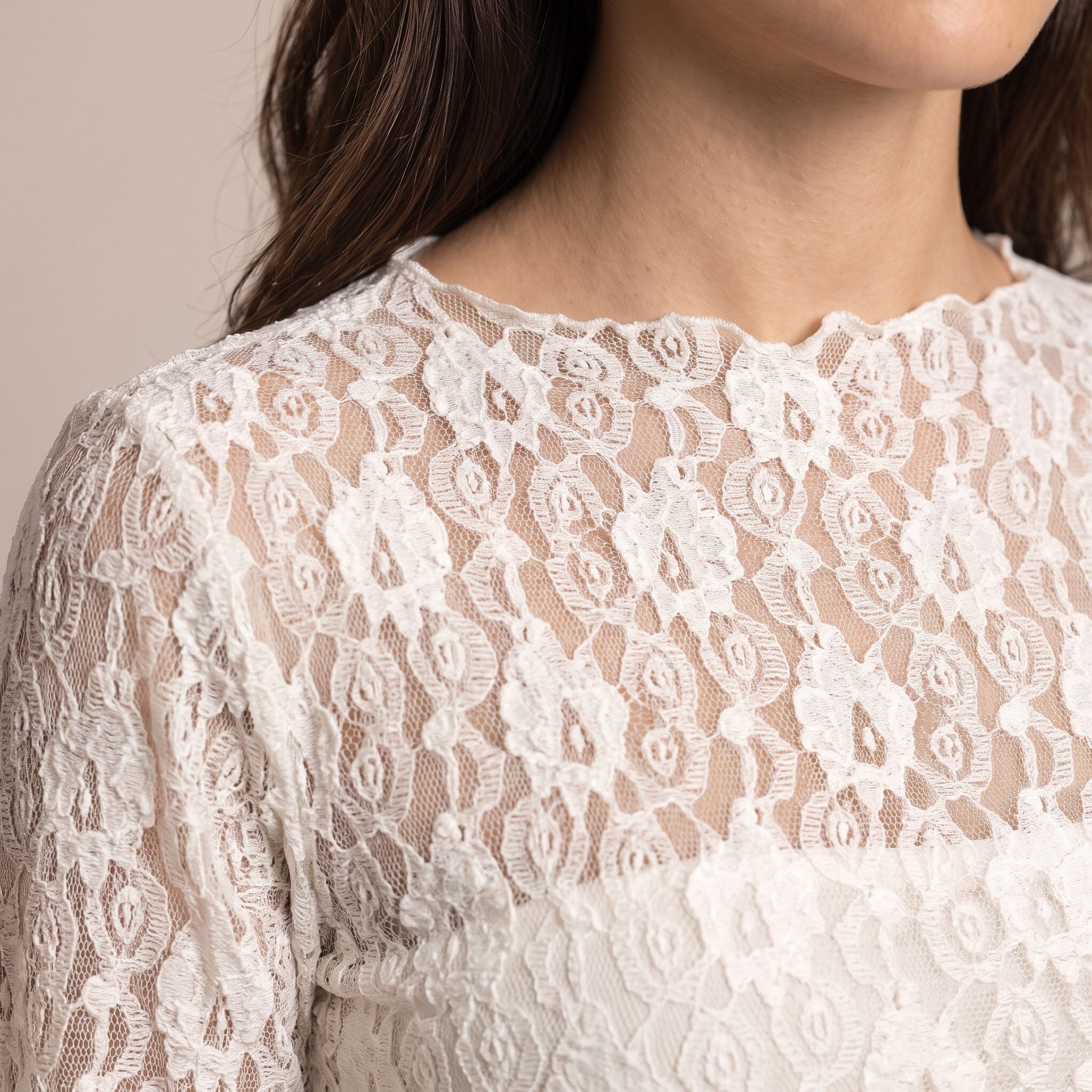 Maglia a maniche lunghe in pizzo di velluto TRAMA - Follie by Alice Immagine secondaria del prodotto