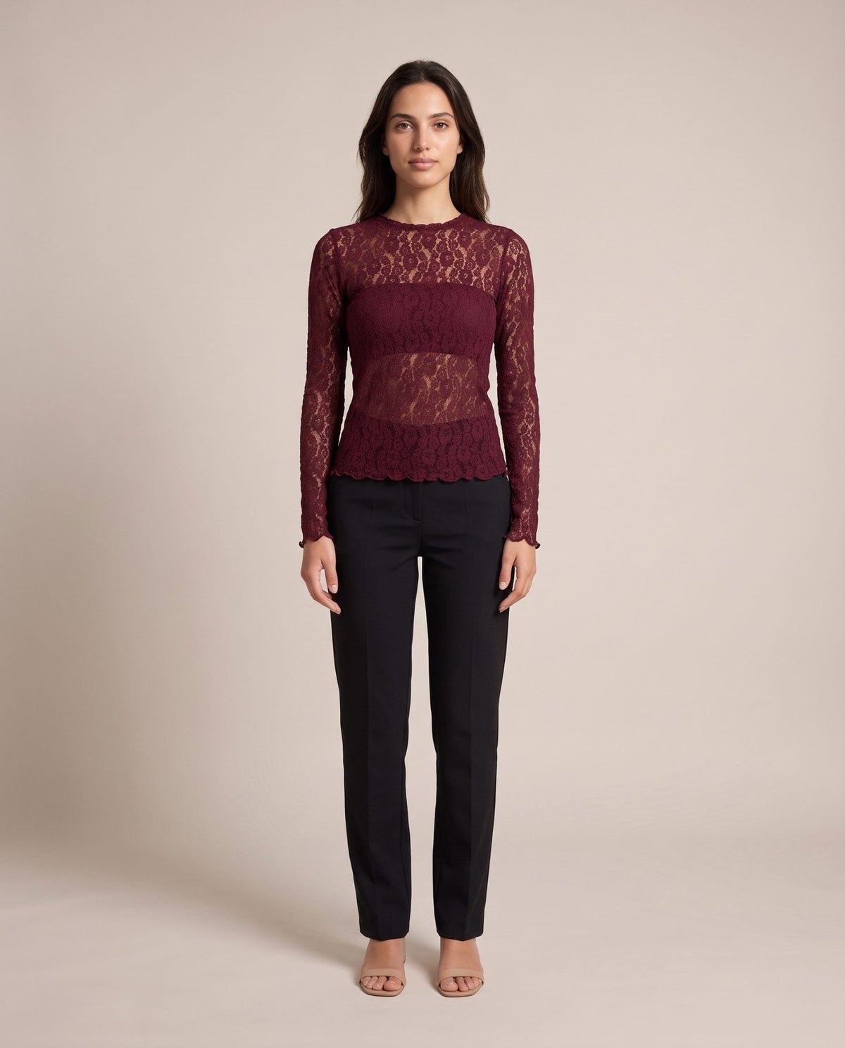 Maglia a maniche lunghe in pizzo di velluto TRAMA - Follie by Alice