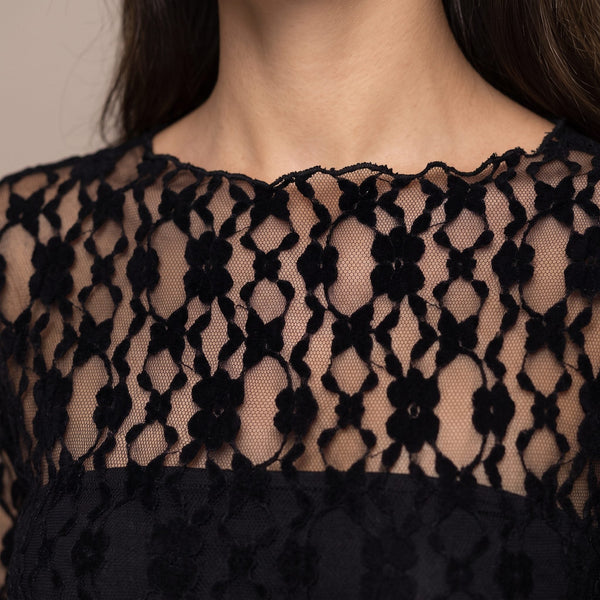 Maglia a maniche lunghe in pizzo di velluto TRAMA - Follie by Alice