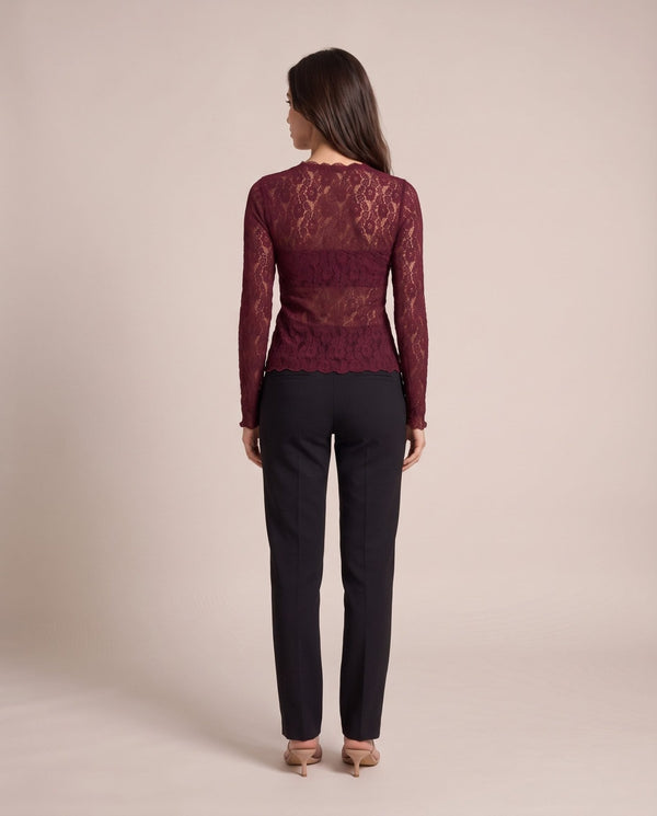 Maglia a maniche lunghe in pizzo di velluto TRAMA - Follie by Alice