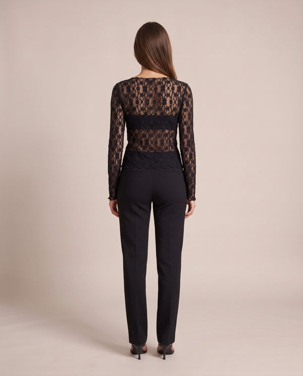 Maglia a maniche lunghe in pizzo di velluto TRAMA - Follie by Alice