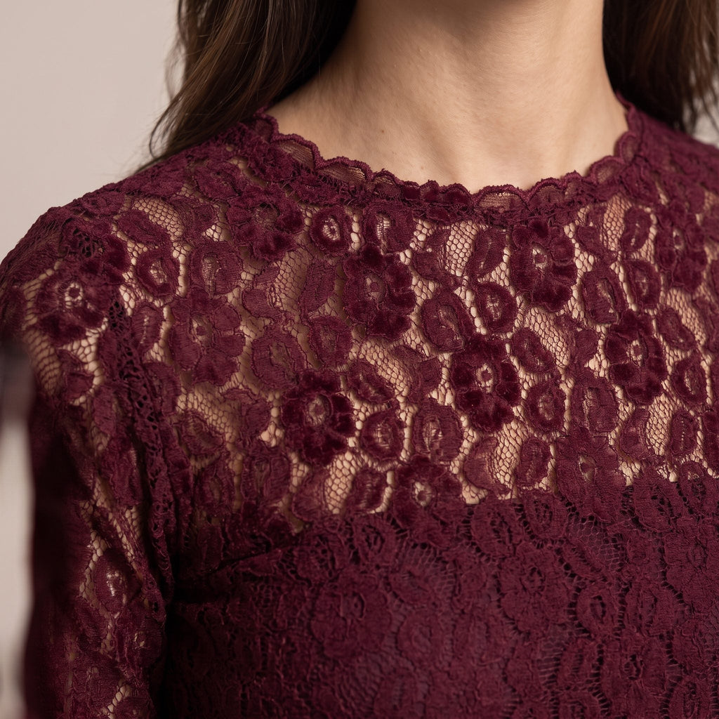 Maglia a maniche lunghe in pizzo di velluto TRAMA - Follie by Alice