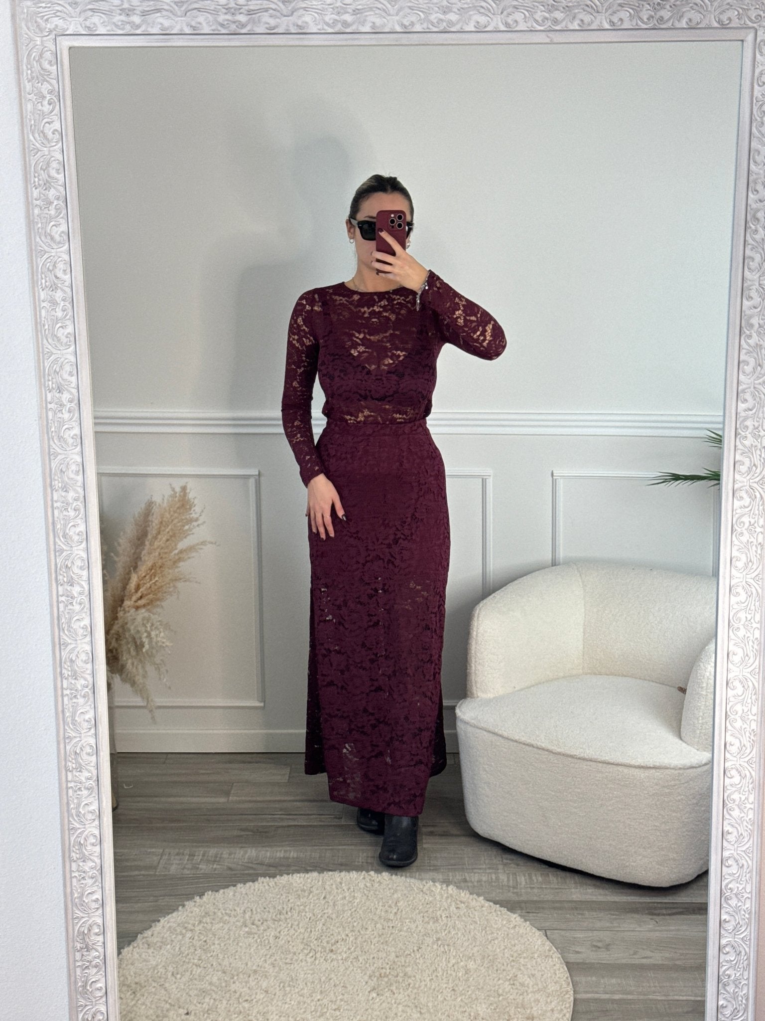 Maglia a maniche lunghe semitrasparente con ricami in pizzo - Follie by Alice