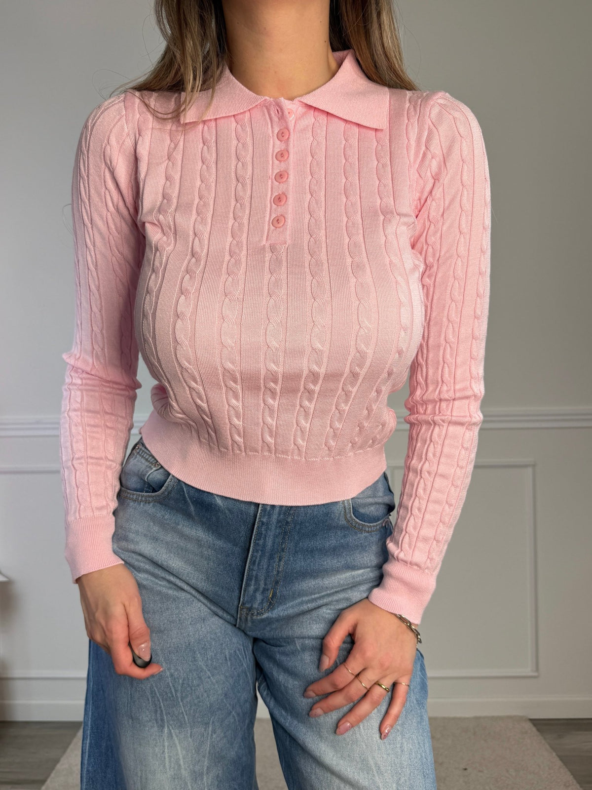 Maglioncino a trecce stile polo - Follie by Alice