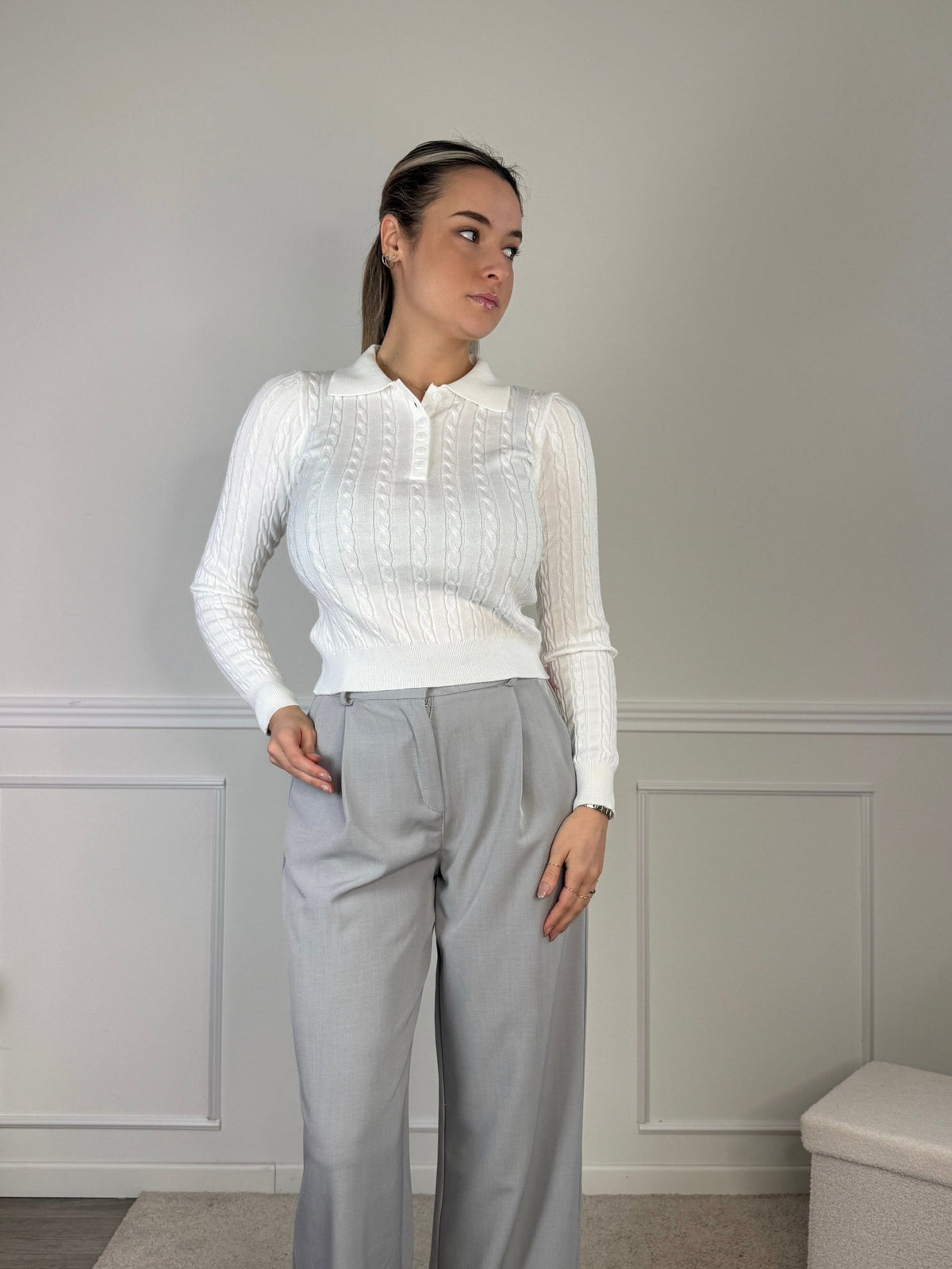 Maglioncino a trecce stile polo - Follie by Alice