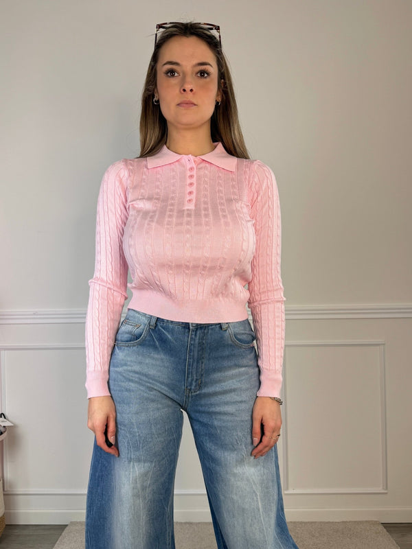 Maglioncino a trecce stile polo - Follie by Alice