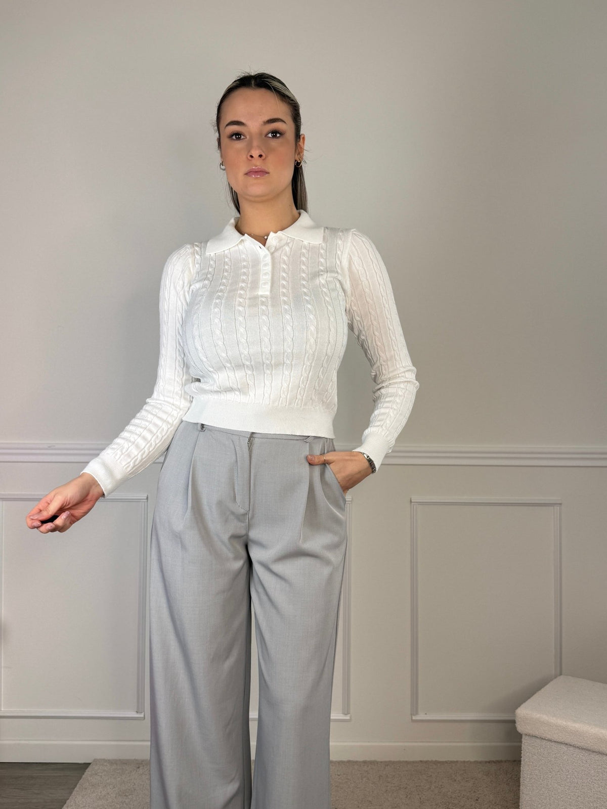Maglioncino a trecce stile polo - Follie by Alice