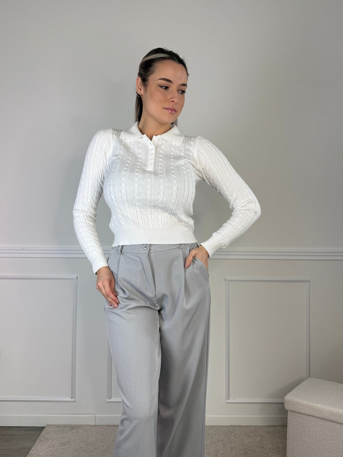 Maglioncino a trecce stile polo - Follie by Alice