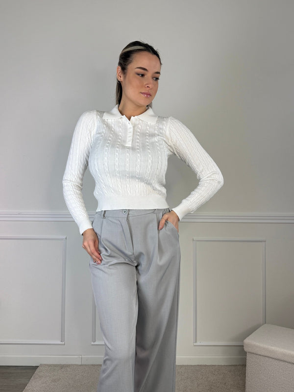 Maglioncino a trecce stile polo - Follie by Alice