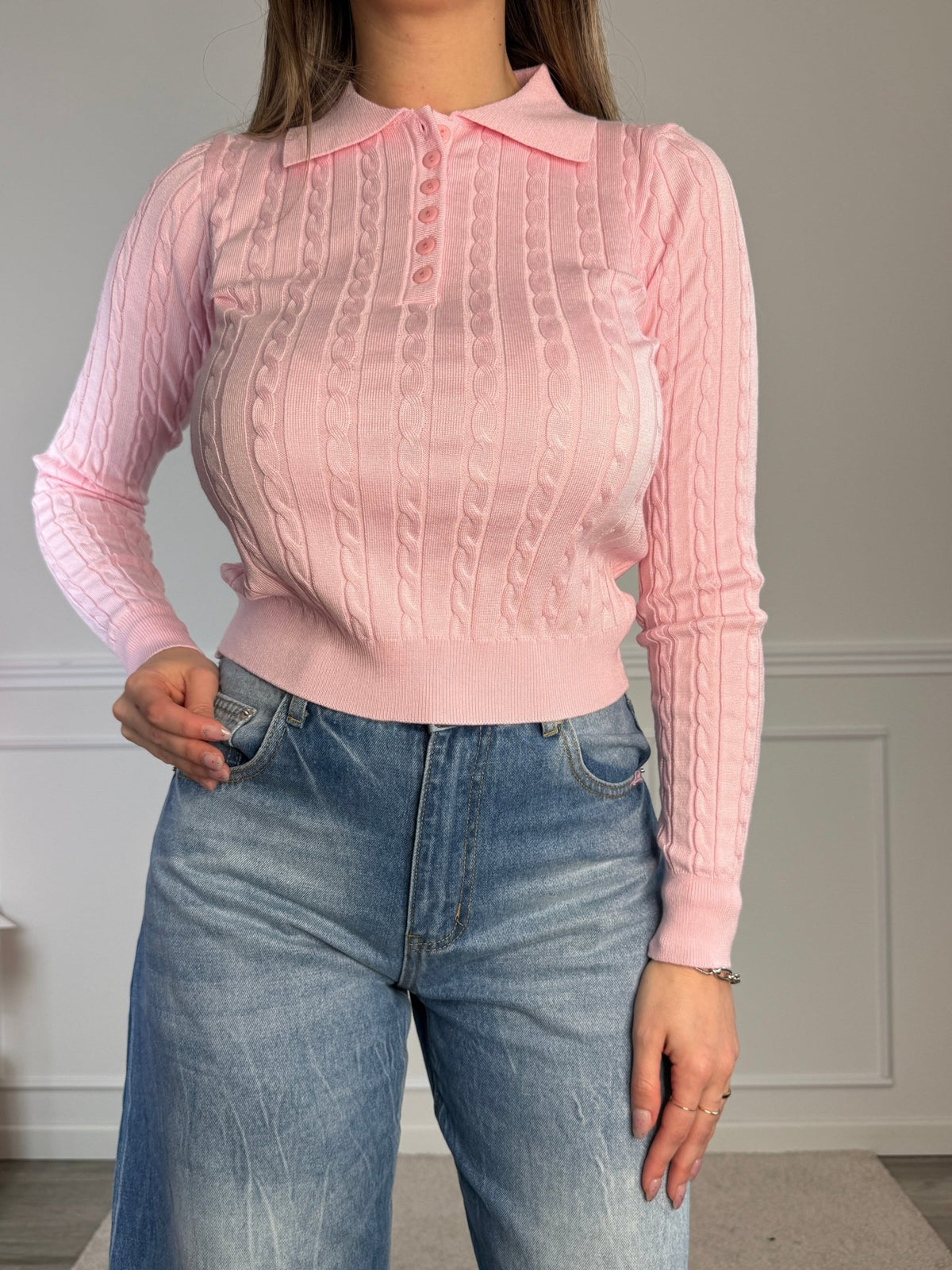 Maglioncino a trecce stile polo - Follie by Alice